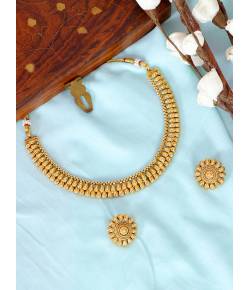 Crunchy Fashion Gold-Plated Elegant Choker Jewellery Set RAS0532 