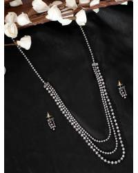 Buy Online Royal Bling Earring Jewelry Three AD Row White Drop Earrings Jewellery CFE0312