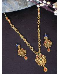 Buy Online Royal Bling Earring Jewelry Oxidised Gold-Plated Handcrafted Green Stone Jhumka Earrings RAE1572 Jewellery RAE1572