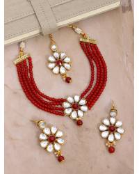 Buy Online Royal Bling Earring Jewelry Gold-plated Maroon Kundan Design Jhumki Earrings RAE1601 Jewellery RAE1601