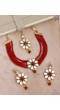 Crunchy Fashion Gold-Plated Red Studded & Pearl Beaded Jewellery Set RAS0550