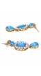 Crunchy Fashion Gold-Plated Blue Kundan Studded Multilayered White Faux Pearl Jewellery Set RAS0554
