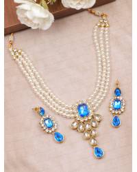 Buy Online Royal Bling Earring Jewelry Traditional Oval Shape Pendant Floral Design Necklace Set With Earrings RAS0268 Jewellery RAS0268