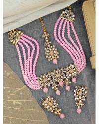 Buy Online  Earring Jewelry SwaDev Women Silver-Tone White & Pink Crystal-Studded Sparkling American Daimond/Ad Jewellery Set SDJS0076 Jewellery Sets SDJS0076