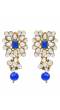 Crunchy Fashion Gold-Tone White & Blue Kundan Studded & Beaded Choker Jewellery Set RAS0558