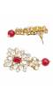 Crunchy Fashion Gold-Tone Red Kundan Studded & Beaded Choker Jewellery Set RAS0559