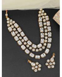 Buy Online Crunchy Fashion Earring Jewelry Traditional Kundan Work Red Chandbali Design  Heavy Manng Tika With White Pearl  CFTK0025 Jewellery CFTK0025