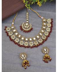 Buy Online Royal Bling Earring Jewelry Elegant Kundan and Green Pearl Gold-Plated Jewellery Set for Women/Girls Jewellery Sets RAS0568