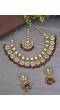 Traditional Gold-Plated Kundan & Maroon Pearl Choker Jewellery Set 