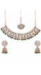 Traditional Gold-Plated Kundan & Green Pearl Choker Jewellery Set 