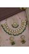 Traditional Gold-Plated Kundan & Green Pearl Choker Jewellery Set 