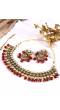 Ethnic Gold-Plated Maroon Pearl Kundan Jewelry Set for Women/Girls