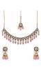 Ethnic Gold-Plated Kundan and Pink Pearl Jewelry Set For Women/Girls