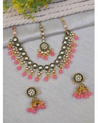 Buy Online Royal Bling Earring Jewelry Traditional Gold Plated Green Choker Necklace With Earring Set Jewellery RAS0169