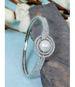 SwaDev  French Antique Pearl & Ad/American Diamond Kada  Bracelet SDJB0007