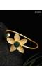 SwaDev Gold-Plated Floral Green Stone Imitation Kada Bracelet SDJB0010