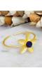 SwaDev Gold-Plated Imitation Floral Blue Stone  Design Kada Bracelet SDJB0012