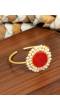 SwaDev Ethinc Gold-Plated  Pearl Red Stone Kada Bracelet  SDJB0015