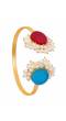  SwaDev Gold-Plated  Pearl Red & Blue Stone Kada Bracelet  SDJB0017