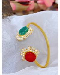 Buy Online Royal Bling Earring Jewelry Traditional Gold Platted Pearl Polki Bangles Set Jewellery RAB0003