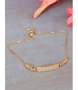 SwaDev Gold Tonned American Diamond Stone Chain Braceelet SDJB0025
