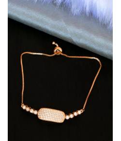 SwaDev Rose-Gold Pave Slider Pull-Chain Bracelet SDJB0026