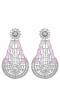 SwaDev American Diamond Silver & Pink Oval Shape Dangler Earring SDJE0001