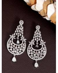 Buy Online Crunchy Fashion Earring Jewelry Traditional  Meenakari Enamel Kundan Pearl White Lotus Chandbali Earrings RAE1043 Jewellery RAE1043