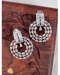Buy Online Royal Bling Earring Jewelry Antique Sea Green  Stone Leaf stud oxidized silver Jhumka RAE1445 Jewellery RAE1445