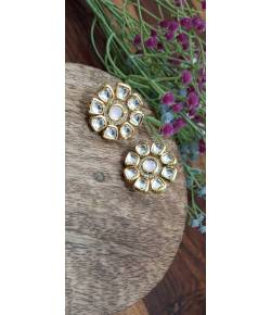 Gold Plated Kundan Stud Earrings for Girls/Women