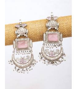 Pretty Pink Silver Look Alike Earrings for Women