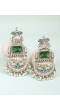 Green Oxidized Silver Dangler Earrings for Women