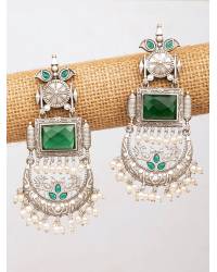 Buy Online Royal Bling Earring Jewelry Classic Meenakari Grey Double Layer Gold Plated Black Dangler Earrings RAE1519 Jewellery RAE1519