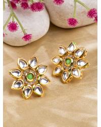 Buy Online Royal Bling Earring Jewelry Crunchy Fashion Kundan Gold- Tone Polki Ethnic Stud Earrings For Womens & Girls RAE2327 Earrings RAE2327