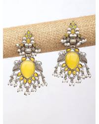 Buy Online Crunchy Fashion Earring Jewelry Black Gold Beaded Flower Drop Earrings for Women and Girls Drops & Danglers CFE2088