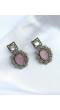 Pink Floral Oxidized Silver Earrings for Women & Girls
