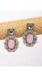 Pink Floral Oxidized Silver Earrings for Women & Girls