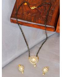 Buy Online Crunchy Fashion Earring Jewelry SwaDev American Diamond Gold-Plated Classic Sleek  Floral Mangalsutra Set SDMS0002 MangalSutra SDMS0002