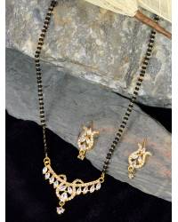 Buy Online Crunchy Fashion Earring Jewelry SwaDev AD/American Diamond Gold-Plated Tantalizing Mangalsutra Set SDMS0008 Ethnic Jewellery SDMS0008