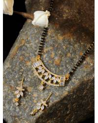 Buy Online Crunchy Fashion Earring Jewelry SwaDev Gold-Plated AD/American Diamond Peacock Pendant Mangalsutra Set SDMS0016 Ethnic Jewellery SDMS0016