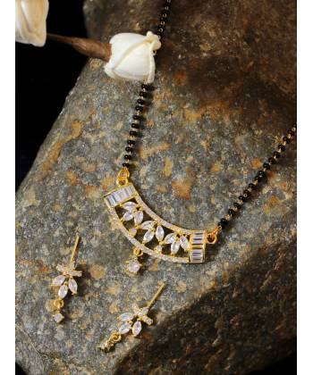 SwaDev Trendy Gold Tonned  American Diamond  Stone Mangalsutra Set SDMS0021