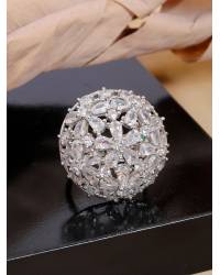 Buy Online  Earring Jewelry Silver-Plated American Diamond Studded Adjustable Finger Ring SDJR0019 Rings SDJR0019