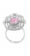 SwaDev  Sterling Silver & Pink  American Diamond Big Oval Design Finger Ring SDJR0016