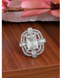 Buy Online  Earring Jewelry SwaDev  Silver American Diamond White Stone Adjustable Finger Ring SDJR0014 Rings SDJR0014