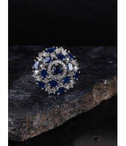 SwaDev Royal Blue Bollywood Faux  American Diamond/AD Finger Ring SDJR0027