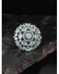 Buy Online Crunchy Fashion Earring Jewelry Oxidised Silver Flower Shape Adjustable Ring for Girls Rings CFR0552