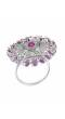 SwaDev Purple Silver-Tone AD American Diamond Studded Adjustable Finger Ring SDJR0031
