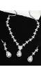 SwaDev White & Silver-Plated Leafy Design American Diamond Jewellery Set SDJS0003