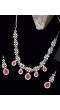 SwaDev Elegant Pink Stone Studded Silver-Plated  American Diamond Jewellery Set SDJS0006