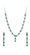SwaDev Green & Silver American Diamond Star Floral Studded Jewellery Sets SDJS0012